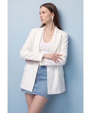 Langer Satin-Blazer mit Schalkragen