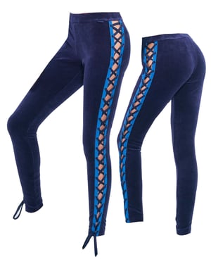 Puma x Rihanna Fenty Schnür-Leggings für Damen aus blauer Veloursstoffe
