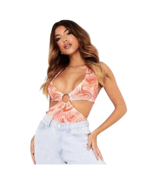 Missy Empire - Bodysuit für Damen, Neckholder, Ärmellos (Orange)