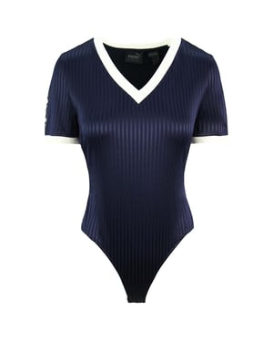 Puma x Rihanna Fenty V-Ausschnitt-Jersey Damen Nackenmuskel Bodysuit in Marineblau
