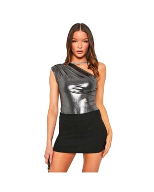 Missy Empire - Bodysuit für Damen, Party, Anliegend (Grau Metallic)