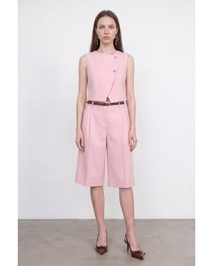 Dilvin Hochtaille Shorts mit Gürtel und weitem Bein, Tailored - Rosé