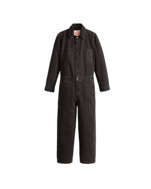Levis - "Iconic" Jumpsuit für Damen, Mit Kragen, Denim, Weites Bein, Langärmlig (Schwarz)