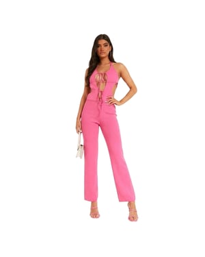 Missy Empire - Jumpsuit für Damen, Vorne gebunden, Jerseyware (Pink)