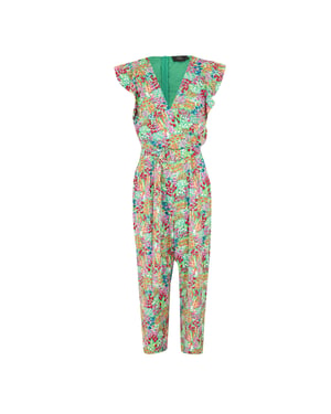 AX Paris - Jumpsuit für Damen, V-Ausschnitt, Leger (Bunt bedruckt)