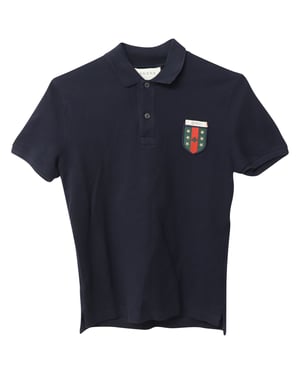 Gucci Poloshirt mit Web Crest Logo aus schwarzer Baumwolle