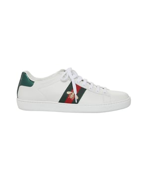 Weiße bestickte Ace-Sneaker