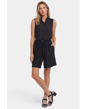 Luftige Bermuda-Shorts aus Stretch-Leinen