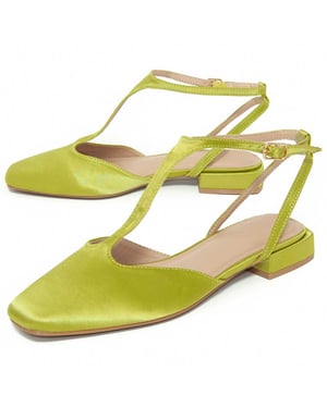 Montevita Ballerinas mit niedrigem Absatz aus grünem Satin