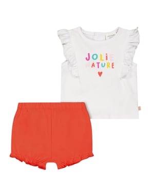Carrement Beau - "Jolie Nature" Set Oberteil & Shorts für Baby-Girls (Weiß/Orange)