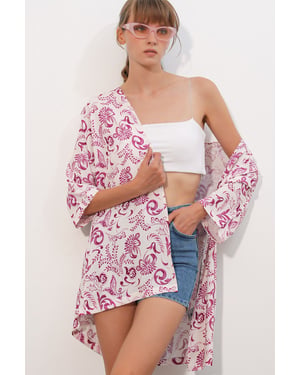 Langer bedruckter Viskose-Kimono