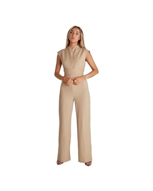 Odd Muse - Jumpsuit für Damen, Stoffgürtel (Camel)