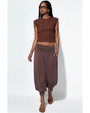 Damen Modal-Polyester Capri Salwar-Hosen
