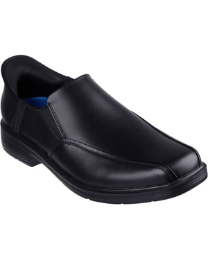 Skechers Caswell Frantone Leder Herren Schwarz Slipper Schuhe