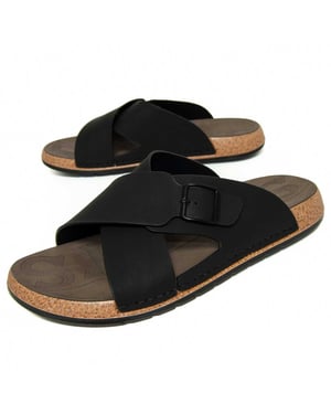 Montevita Herren-Freizeitsandalen mit gekreuzten Riemen, Schwarz