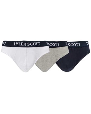 Lyle & Scott - Slips für Herren, Streifen mit Logo (3er-Pack) (Grau/Weiß/Schwarz)