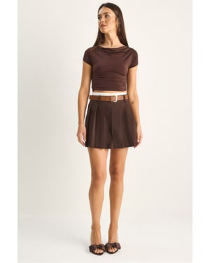 Hohe Taille Mini-Skorts mit Gürtel