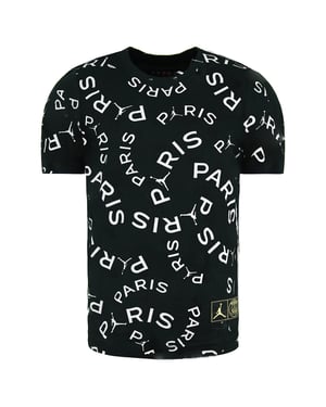 Nike Air Jordan x PSG AOP Kinder T-Shirt Schwarz/Weiß