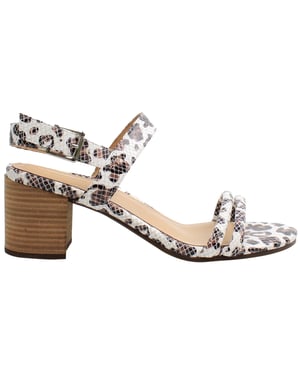 Vionic Paula geprägte Leopard Damen Weiße/Braune Absatzsandalen