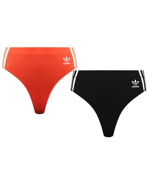 Adidas 2er-Pack Damen Orange/Schwarz Breiter Seitenstring