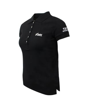 Pony-Logo Damen Schwarz Polo-Shirt
