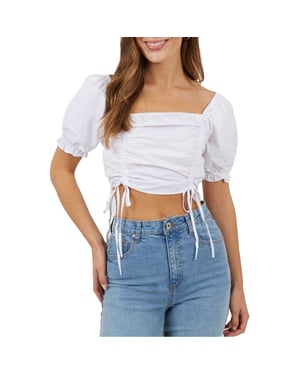 Brave Soul - Kurzes Top für Damen, Puffärmel (Weiß)