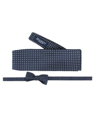 Hackett London bedruckte Seiden Herren dunkelblaue Fliegen