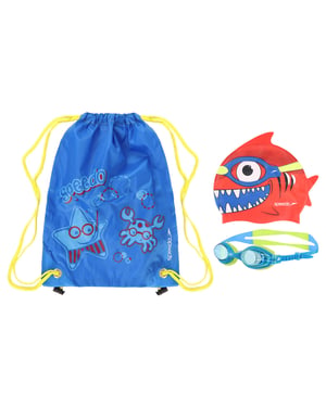 Speedo Sea Squad Blau Rot Junior Schwimmtasche Set