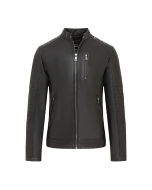 Herren Quilted Black Lamb Leather Biker Jacke – Formel