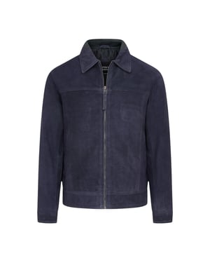 Herren Navy Goat Wildleder Harrington-Bikerjacke – Berlin