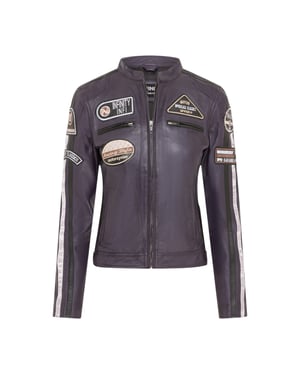 Damen-Biker-Rennabzeichen Lila Lederjacke – Eastleigh