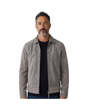 Herren Stone Goat Wildleder-Harrington-Bikerjacke – Bursa