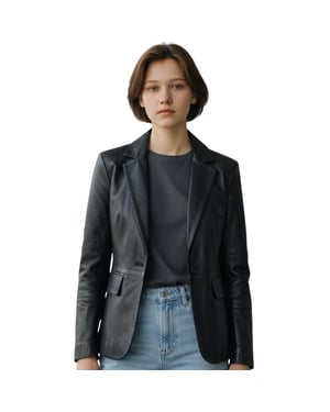Schwarze italienische Lederblazerjacke für Frauen – Chongqing