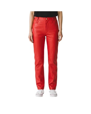 Damen Red Lamb Leather 501 Biker Jeans – Sogndal