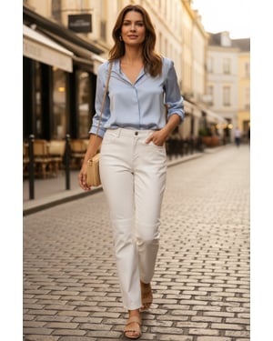 Damen Weiße Lammleder 501 Biker Jeans - Scharlachrot