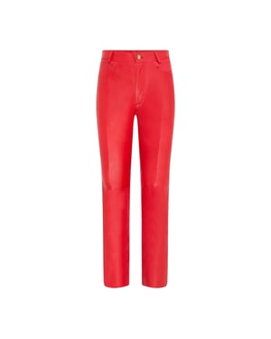 Damen Red Lamb Leather 501 Biker Jeans – Ankara