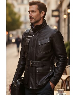 Herren Schwarze Lammleder-Safari-Parka-Jacke – Haven