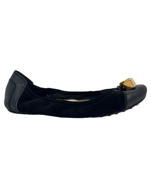 Louis Vuitton Monogram Cube Akzent Ballerinas aus schwarzem Wildleder