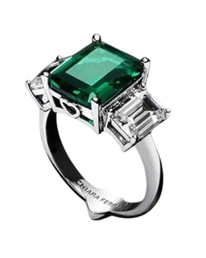Chiara Ferragni - Rhodiniert Quadratisch Ring (Smaragd)