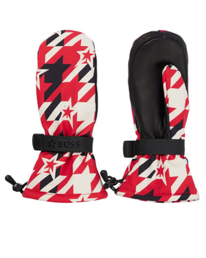Boss - Hahnentritt-Skihandschuhe für Herren/Damen Unisex, Polyester, Polyamid (Rot)