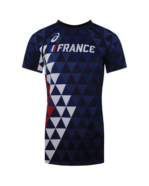 Asics Frankreich Logo Damen Marineblau T-Shirt
