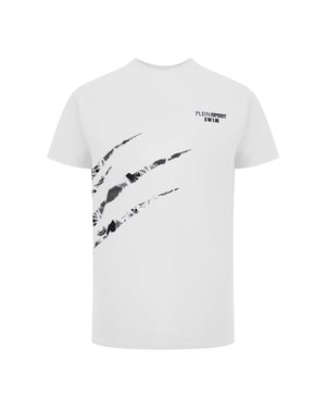 Kurzarmkratz-Logo T-Shirt in Weiß
