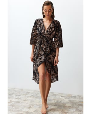 Damen-Midikleider mit Ethno-Muster und kurzem Strandkleid in regulärer Passform