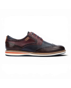 Pikolinos Herren Braune Burgundfarbene Leder-Brogue-Schnürschuhe Oxford – Avila