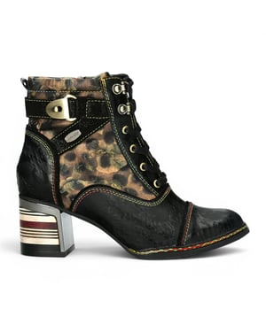 Laura Vita viktorianische schwarze Blumen-Leder-Schnürstiefel – Idcorao-10