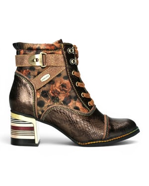 Laura Vita Viktorianische Bronze-Blumenbronze Leder-Schnürstiefel mit Schnürstiefeln – Idcorao-10