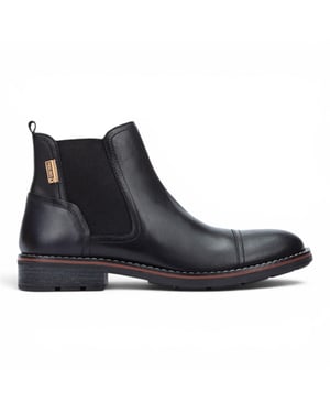 Pikolinos Schwarze Leder-Chelsea-Knöchelstiefel mit Reißverschluss – York