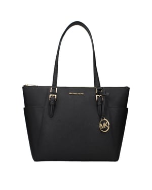 Michael Kors Schwarze Leder Schultertasche