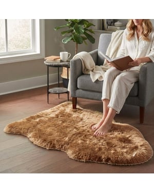 Echter Toffee Brown Sheepskin Natural Silky Soft Soft Fluffy Real Wool Teppich