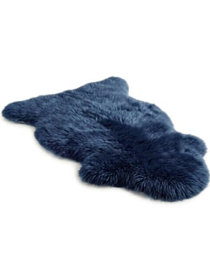 Echter Diamantblauer Schaffell, natürlicher, seidiger, weicher, flauschiger echter Wollteppich